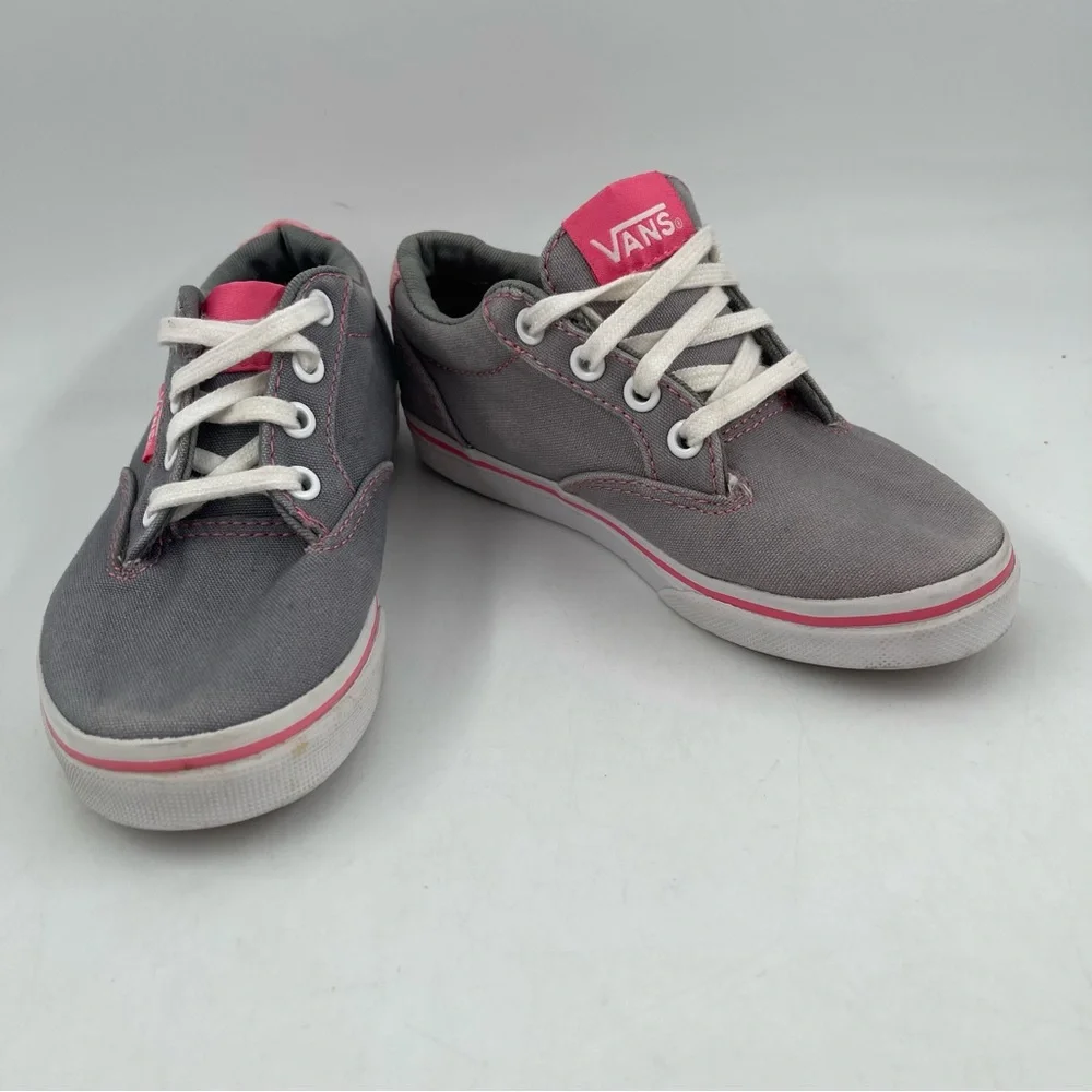 Vans Girl’s Atwood Off the Wall Grey Pink Cushioned Tongue Canvas Sneaker-SZ 11C